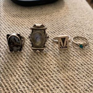 Vintage Sterling Silver gemstone ring set